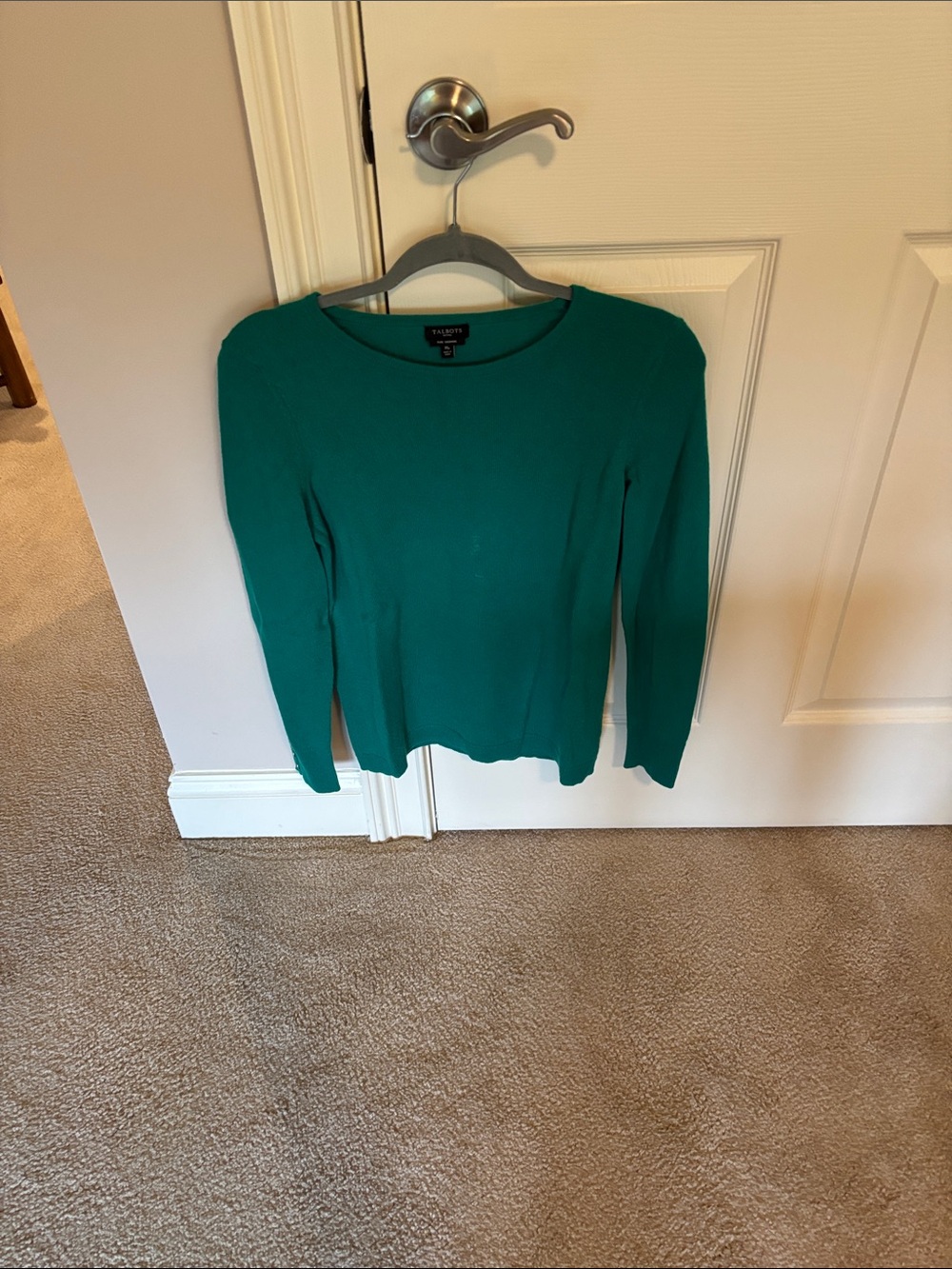 Talbots Teal-Green Long Sleeve Crewneck Top